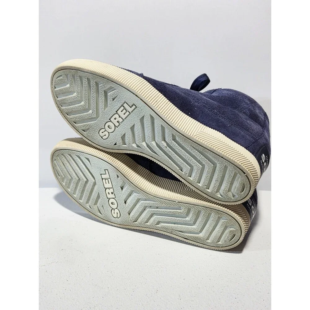 Sorel Out N About Wedge Booties Navy Blue Suede Retro Chic Street High Top SZ 9